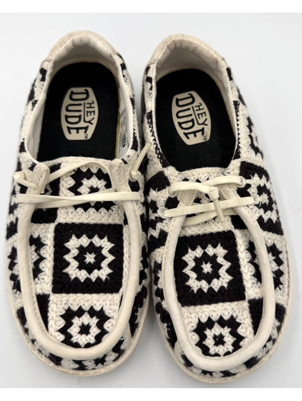 Hey Dude Wendy Youth Cottage Crochet Black Multi Girls Shoes Size J1